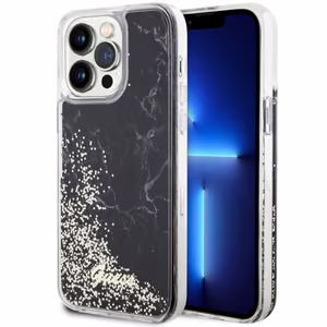 Guess GUHCP14XLCSGSGK iPhone 14 Pro Max 6.7" melns/melns cietais apvalks Liquid Glitter Marble