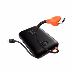 Veger K2 (W2068) 20000 mAh powerbank 35W PD QC3.0 ar iebūvētiem USB-C un Lightning kabeļiem, melns