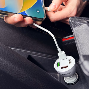 Wozinsky WCCAW 50W 4x USB-A QC automašīnas lādētājs - balts