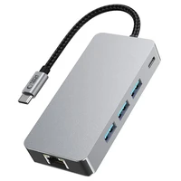 Tech-Protect HB05 HUB 9in1 USB-C + USB2.0 + USB3.0 + HDMI 4K 60Hz + SD / TF + PD100W + RJ45 adapteris - pelēks