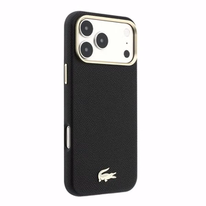 Case Lacoste PU Leather Champs Elysees Gold Logo MagSafe Apple iPhone 18 Pro black