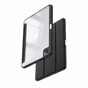 Crong PrimeFolio atverams vāciņš ierīcei iPad Air 11" (2026–2024) / iPad Air 10.9" (5. / 4. paaudzes) / iPad Pro 11" (2022–2021), ar Apple Pencil turētāju, melns un caurspīdīgs