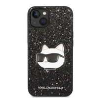 Karl Lagerfeld KLHCP14MG2CPK iPhone 14 Plus 6.7" cietais viedtālruņa apvalks melns/melns Mirdzošs Choupette Patch