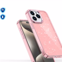 Spīdīgs viedtālruņa apvalks iPhone 16 Pro - rozā ar spīdumiem