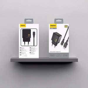 Dudao A23LEU 2.4A GaN EU USB-A Wall Lādētājs with USB-A to Lightning Kabelis - Melns