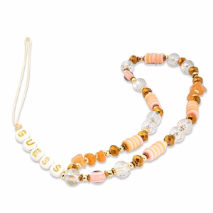 Guess kulons GUSTBOHP telefona siksniņa brūni-rozā Beads Bohemia