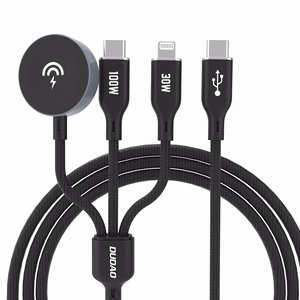 Apple Watch Dudao A12Max+ PD 100W 3in1 uzlādes kabelis: USB-C Lightning 1.2m - melns