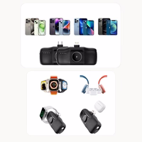 Wozinsky WF16-YLS 5000mAh 15W Lightning mini portatīvais lādētājs ar iebūvētu USB-C kabeli un Apple Watch lādētāju - melna