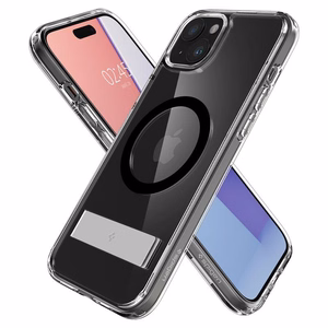 Spigen Ultra Hybrid S Magnētiskais viedtālruņa apvalks ar statīvu iPhone 15 Plus - Melns