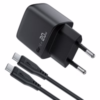 Acefast A113 GaN PD 20W USB-C tīkla lādētājs ar displeju un USB-C kabeli - melns