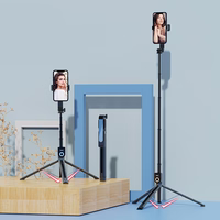 Pašbildes kāts - ar noņemamu bluetooth tālvadības pulti un statīvu - P80 1,3 metri MELNS