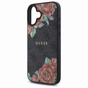 Guess GUHMP16SP4ROPEMCK iPhone 16 6.1" melns/melns cietais apvalks 4G Ziedu Druka Magnētiskais