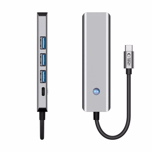 Tech-Protect HB01 HUB adapteris 5in1 USB-C + USB3.0 + HDMI 4K 60Hz + PD100W - pelēks