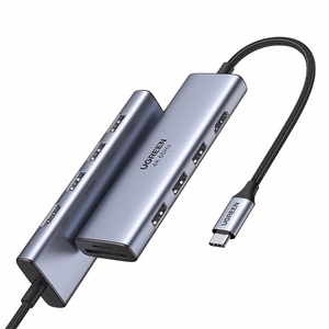 Ugreen daudzfunkcionāls HUB USB Type C - 3x USB 3.2 Gen 1 / HDMI 4K 60Hz / SD un TF karšu lasītājs pelēks (60383 CM511)
