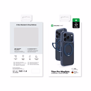 AmazingThing Titan Pro MagSpin viedtālruņa apvalks iPhone 17 Pro Max, saderīgs ar MagSafe – zils