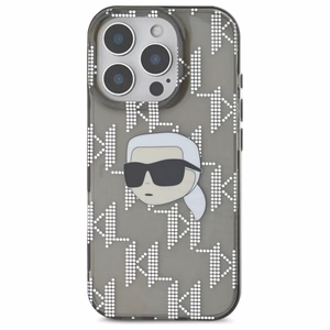 Karl Lagerfeld IML Karl galvas elektroplēts iPhone 16 Pro apvalks - melns