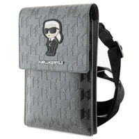Karl Lagerfeld apvalks KLWBSAKHPKG soma - sudraba Saffiano monogramma Ikonik