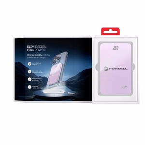 Portatīvais lādētājs saderīgs ar MagSafe Forcell F-Energy SuperSlim F5K8 QC4.0 PD3.0 15W 5000 mAh violets