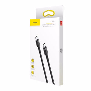 Baseus CATKLF-HG1 USB-C - USB-C PD QC kabelis 60W 3A 480Mb/s 2m - melns un pelēks