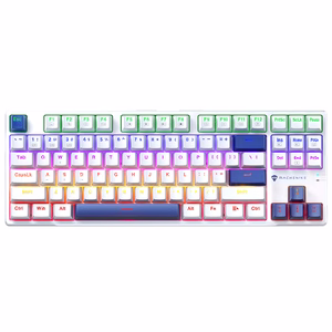 Machenike K500B-B87 Vadu mehāniskā spēļu tastatūra ar apgaismojumu, Red Switch - balts