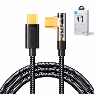 Joyroom spēļu kabelis S-CC100A6 USB-C (leņķveida) / USB-C (taisns) 100W 1.2m - melns