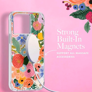 Rifle Paper Clear MagSafe vāciņš ierīcei iPhone 14 Pro Max, ar “Garden Party Blush” rakstu