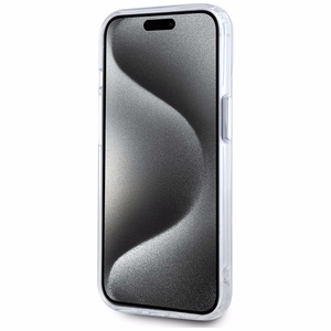 Karl Lagerfeld IML Metāla Karla Galvas Magnētiskais viedtālruņa apvalks iPhone 15 Plus balts