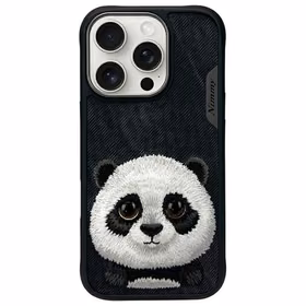 Nimmy Lielās acis mājdzīvnieks 2.0 Pandas viedtālruņa apvalks iPhone 16 Pro - melns