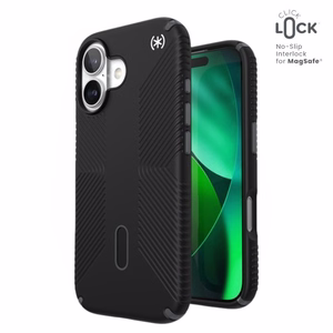 Speck Presidio2 Grip ClickLock & MagSafe vāciņš ierīcei iPhone 17, “Black / Slate Gray / White” krāsā