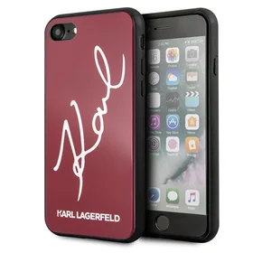Karl Lagerfeld KLHCI8DLKSRE iPhone 7/8SE 2020 / SE 2022 sarkans cietais maciņš Signature Glitter