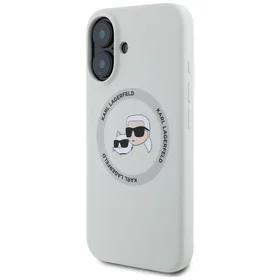 Karl Lagerfeld Silikona Double Heads And Circle Magnētiskais viedtālruņa apvalks iPhone 16 bēšs