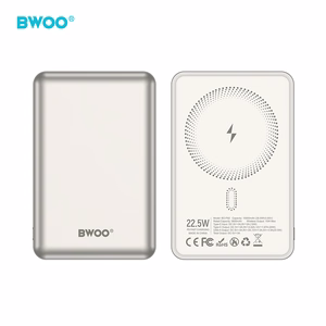 BWOO P82 BO внешний аккумулятор 10000 мАч 15W беспроводная зарядка светло-серый