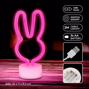 Neon LED on statīvs RABBIT rozā USB-C FSC-10 Forever Light