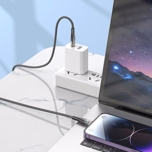 Kabelis USB C uz Lightning Hoco PD 27W 1,2 m U121 melns caurspīdīgs