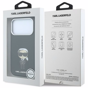 KARL LAGERFELD maciņš IPHONE 18 Pro/ 17 Pro saderīgs ar MagSafe (Smooth Ikonik Sketch) (krāsa: melna)