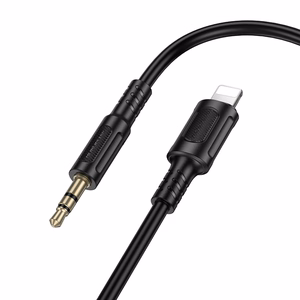 Borofone AUX kabelis BL25 Nice - Lightning uz jack 3,5mm - 1 metrs melns