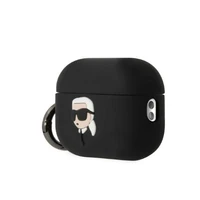 Karl Lagerfeld KLAP2RUNIKK AirPods Pro 2 apvalks melns/melns Silikona Karl Head 3D