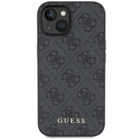 Guess 4G Metal Gold Logo viedtālruņa apvalks iPhone 15 - pelēka