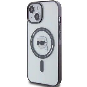 Karl Lagerfeld KLHMP15SHKHNOTK iPhone 15 6.1" caurspīdīgs cietais apvalks IML Karl's Head MagSafe