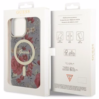 Guess GUHMP14XHCFWSA iPhone 14 Pro Max 6.7" zaļš cietais viedtālruņa apvalks Flower Magnētiskais