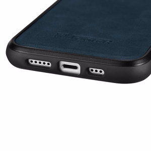 iCarer ādas Oil Wax viedtālruņa apvalks pārklāts ar dabīgu ādu iPhone 14 zila