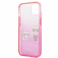 Karl Lagerfeld Gradient Ikonik Karl&Choupette viedtālruņa apvalks iPhone 13 mini – rozā