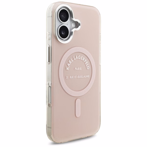 Karl Lagerfeld IML Karl RSG Logo Magnētiskais viedtālruņa apvalks iPhone 17 - rozā