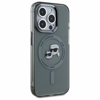 Karl Lagerfeld KLHMP15XHLSKCK iPhone 15 Pro Max 6.7" melns cietais viedtālruņa apvalks IML Metal Karl & Choupette Head Magnētiskais (MagSafe)