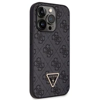 Guess GUHCP14LP4TDSCPK apvalks iPhone 14 Pro - melns krustenisks 4G metāla logotips