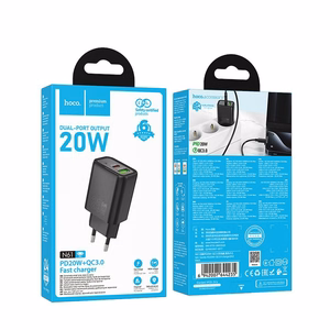 Lādētājs Hoco USB-A + USB-C QC3.0 PD 3A 20W N61 melns
