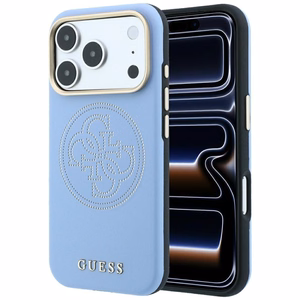Guess Perforated 4G Gold Logo MagSafe maciņš modelim iPhone 18 Pro / 17 Pro – krāsa: gaiši zila
