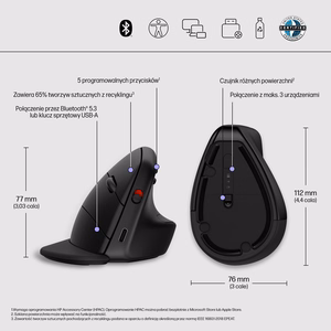 HP Wireless Mouse 920 Ergo Vertical melns