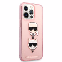 Karl Lagerfeld KLHCP13LKCTUGLP iPhone 13 Pro / 13 6,1\" Viedtālruņa apvalks - rozā Glitter Karl's & Choupette