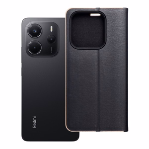 LUNA Book Gold viedtālruņa apvalks XIAOMI Redmi Note 14 5G melns